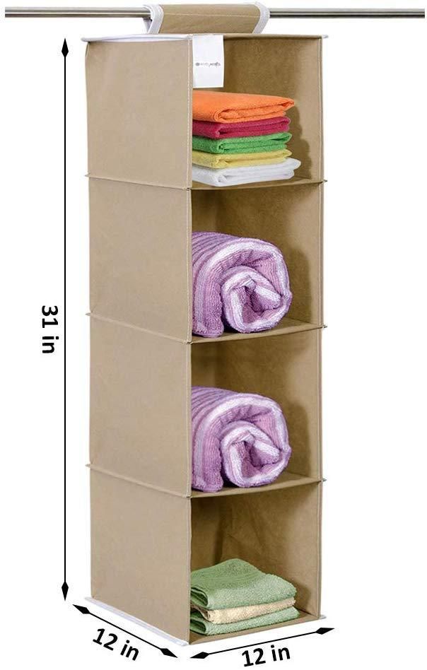 Cloth Organizer - Hanging 4 Shelves Wardrobe Organizer i6r2ja-hp