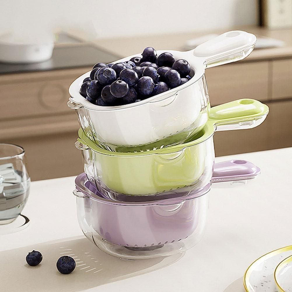 2in1 Fruit Cleaning Bowl with Strainer Container