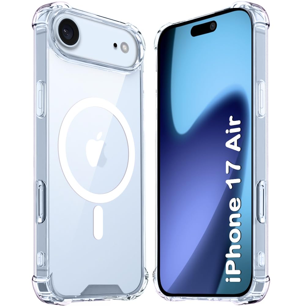 Back Cover for iPhone 17 Air MagSafe Case Clear Armour, Anti-Yellow Magnetic Case, Camera Protection  (Transparent, Magsafe, Pack of: 1)