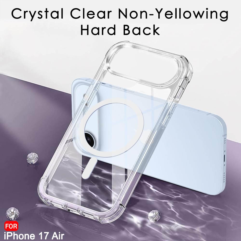 Back Cover for iPhone 17 Air MagSafe Case Clear Armour, Anti-Yellow Magnetic Case, Camera Protection  (Transparent, Magsafe, Pack of: 1)
