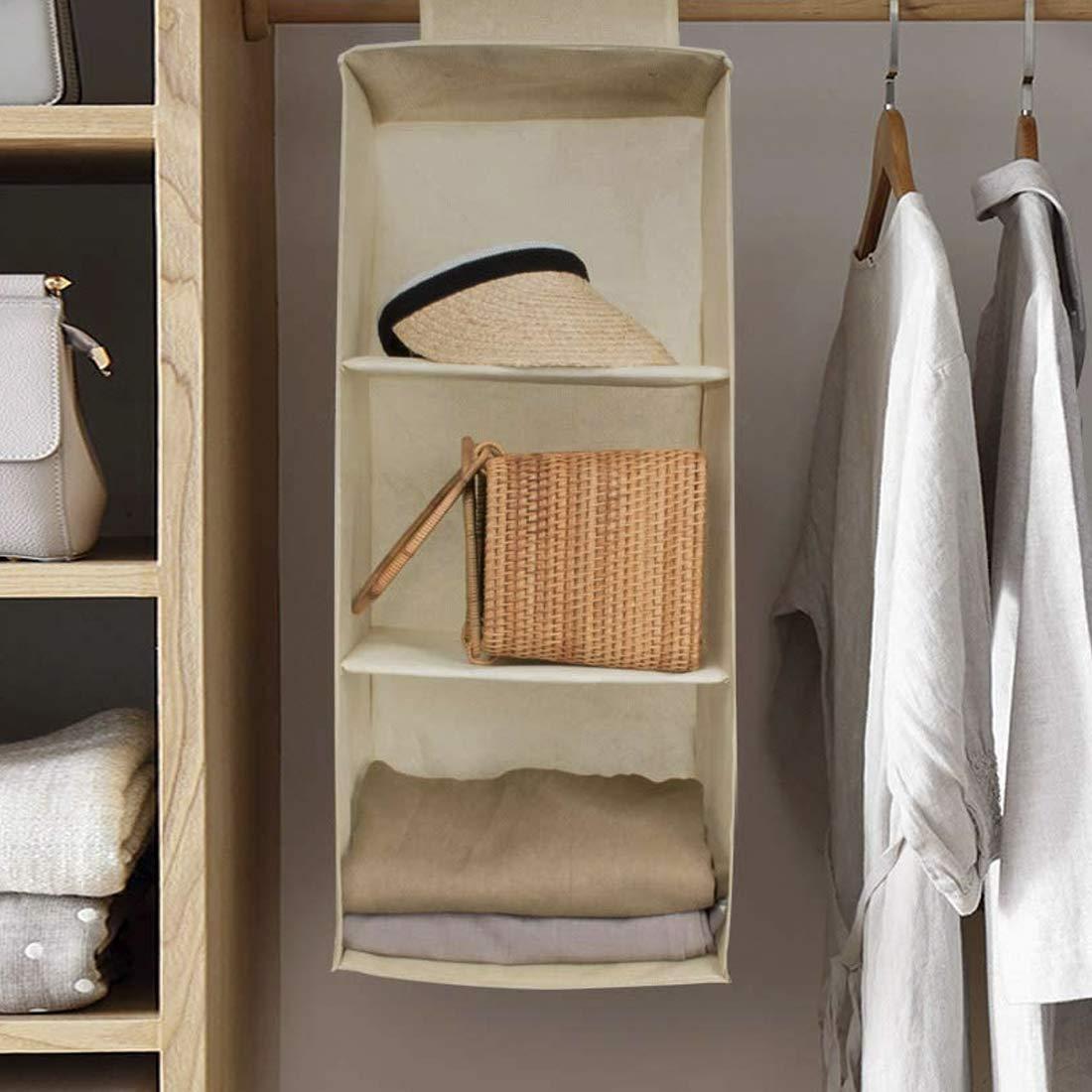 Hanging Wardrobe Organizer- 3 Shelves Non-Woven Fabric Hanging Storage Wardrobe Organizer