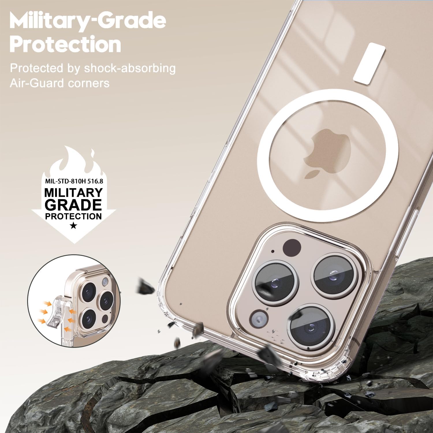 iPhone 16 PRO Compatible Magnetic Charging-Transparent Protective Cover with Enhanced  (Transparent, Magsafe, Pack of: 1)