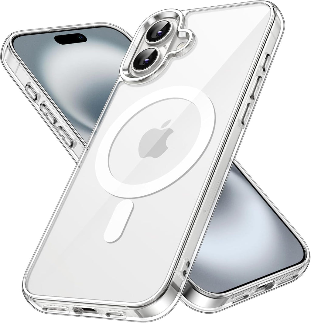iPhone 16 Plus Magnetic Transparent Case | Shock Proof Design & Camera Protection | Magsafe Wireless Charging case for iPhone 16 Plus | Sleek Hard Crystal Cover - Clear Back