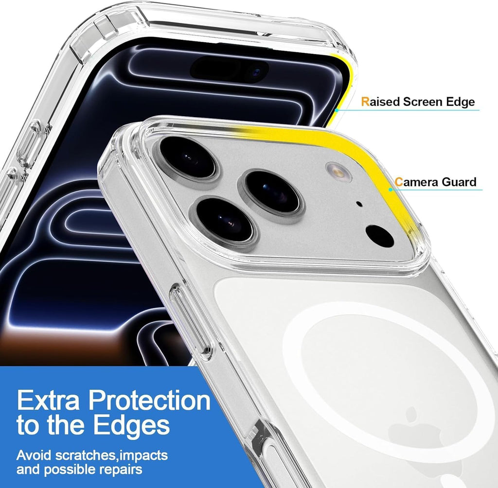 Back Cover for iPhone 17 Pro Max, MagSafe Transparent Hard | Shockproof Scratch Resistant Case  (Transparent, Magsafe, Pack of: 1)