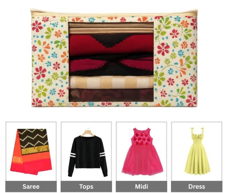 High Quality Ivory Flower Printed Saree Cover i6r2ja-hp