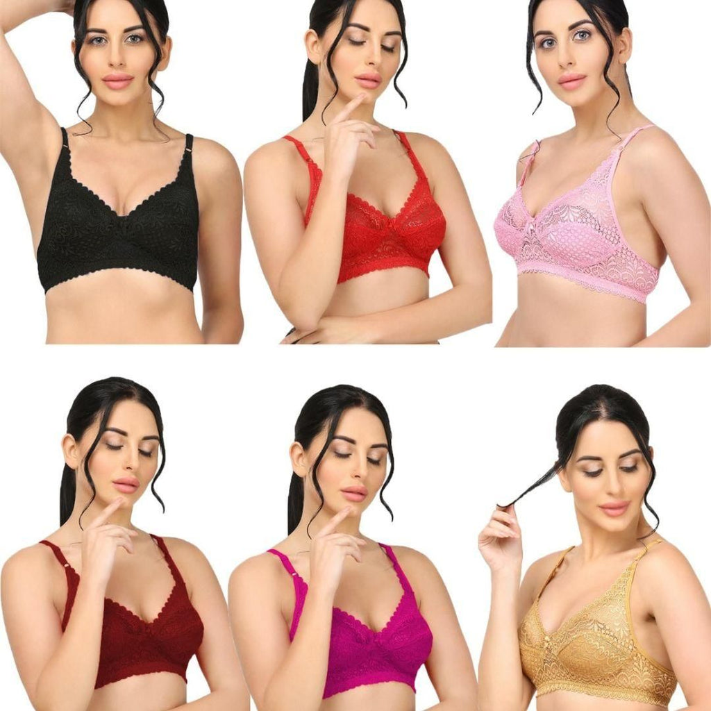 Girls Full Coverage Non-Padded Net Bra (Pack of 2) i6r2ja-hp