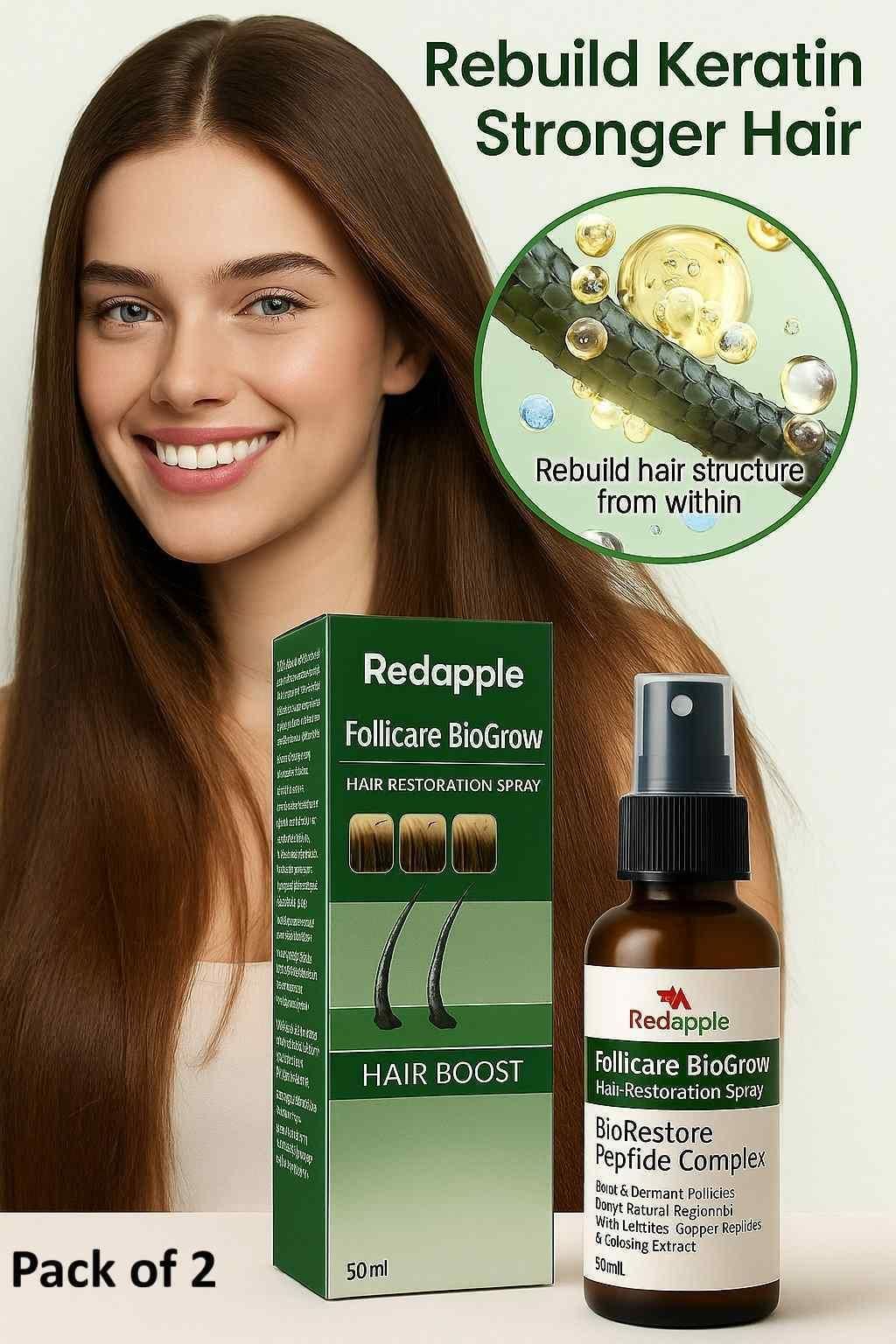 Follicure BioGrow Hair Restoration Spray 50 ml (Pack of 2) i6r2ja-hp