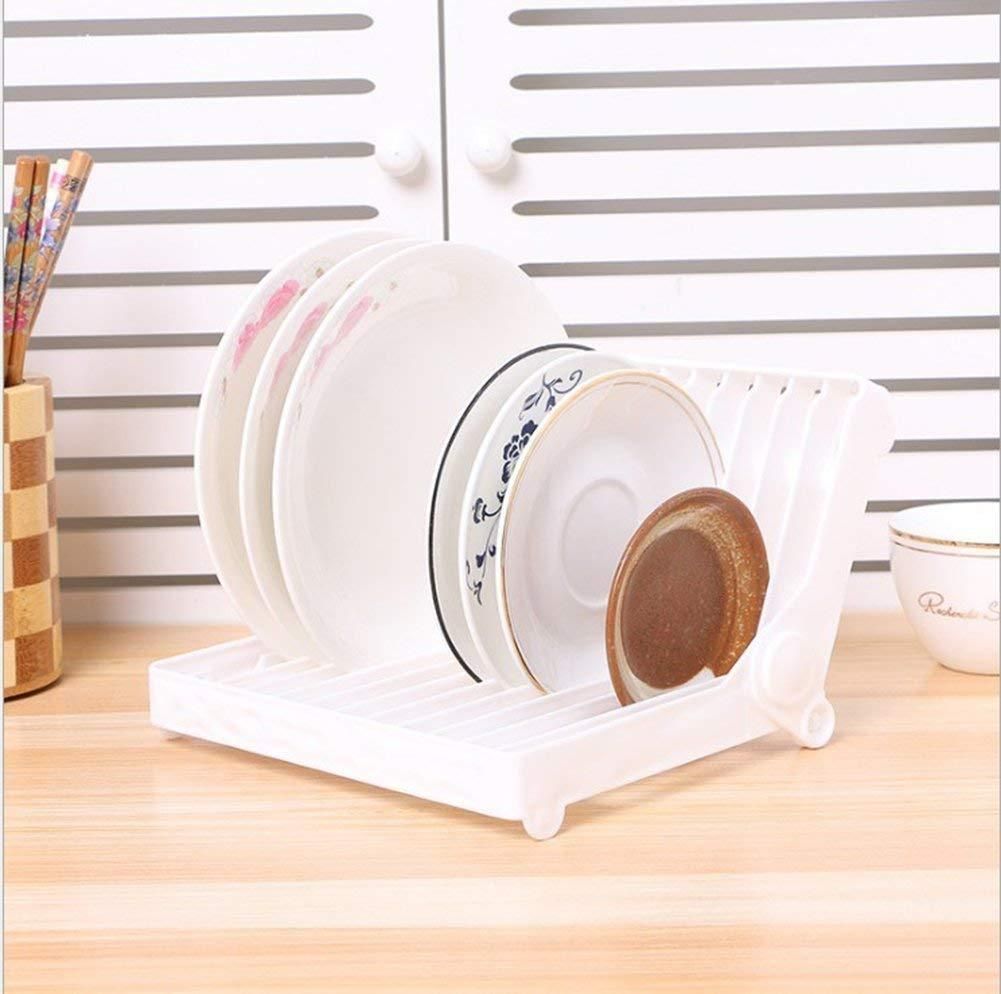 Folding Plastic Kitchen Dish Rack Stand for Kitchen Dinner Plate Holder, Multi Color- 1 Piece i6r2ja-hp