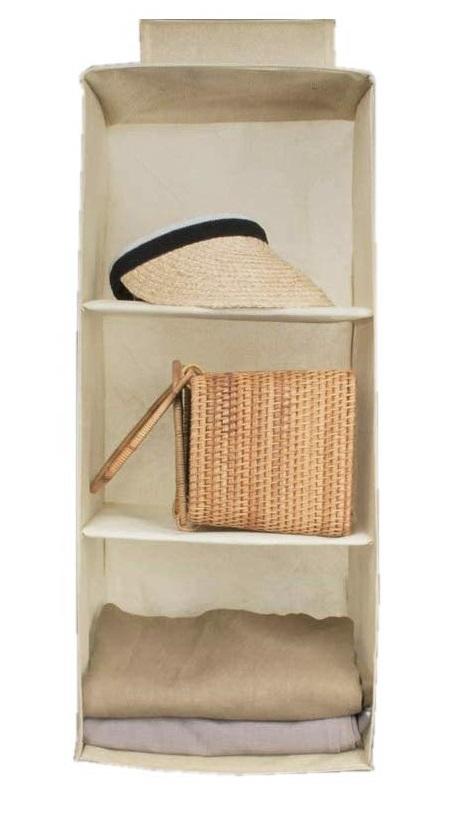 Hanging Wardrobe Organizer- 3 Shelves Non-Woven Fabric Hanging Storage Wardrobe Organizer