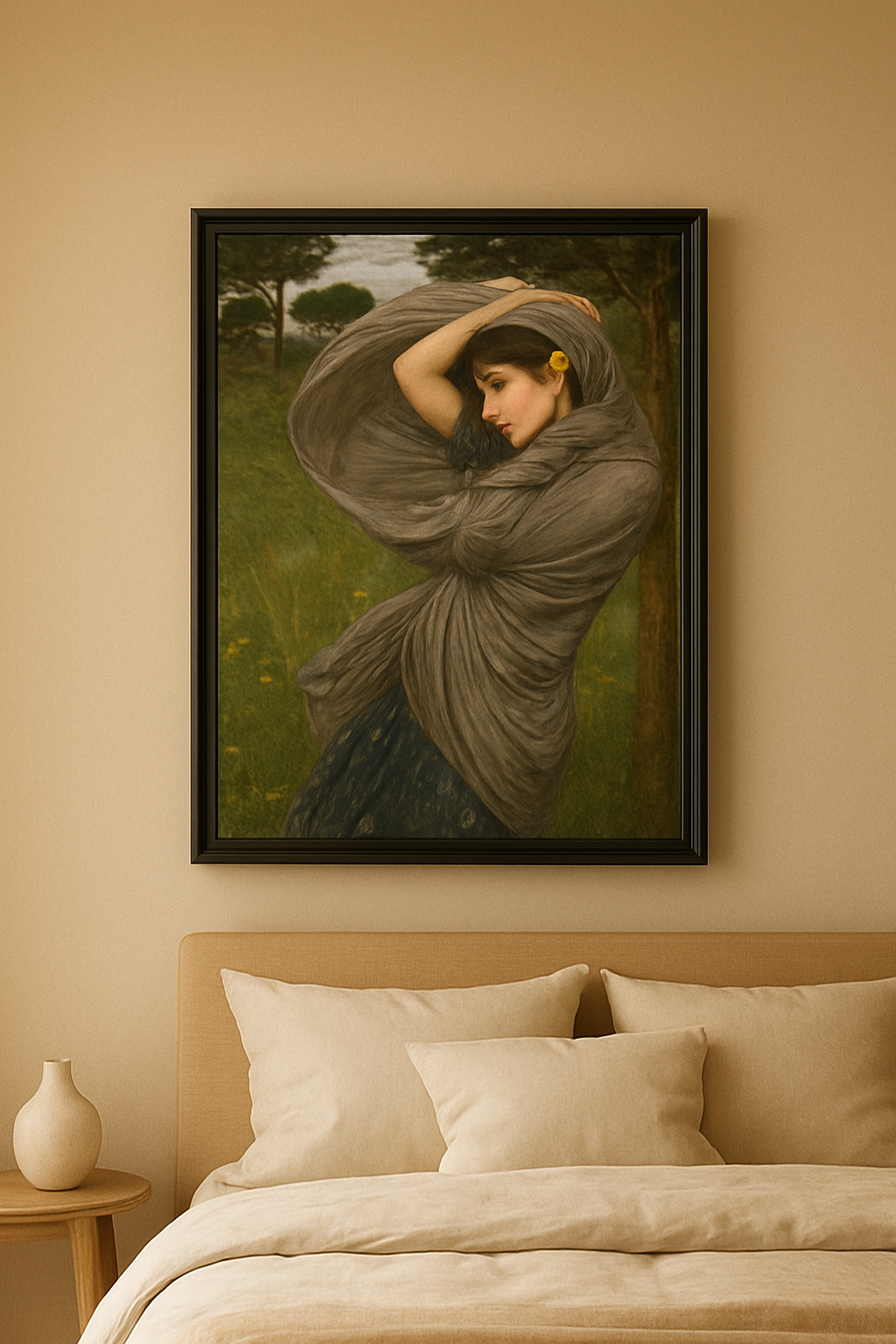 Romantic Oil Painting Woman in Nature – Fine Art Printable Wall Art, Cottagecore Portrait, 600 DPI Digital Download