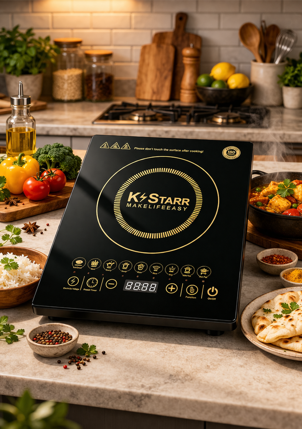 Surya K Starr M-17 Induction Cooktop 2000 Watt | Full Touch Control | Multi-Function Electric Induction Stove