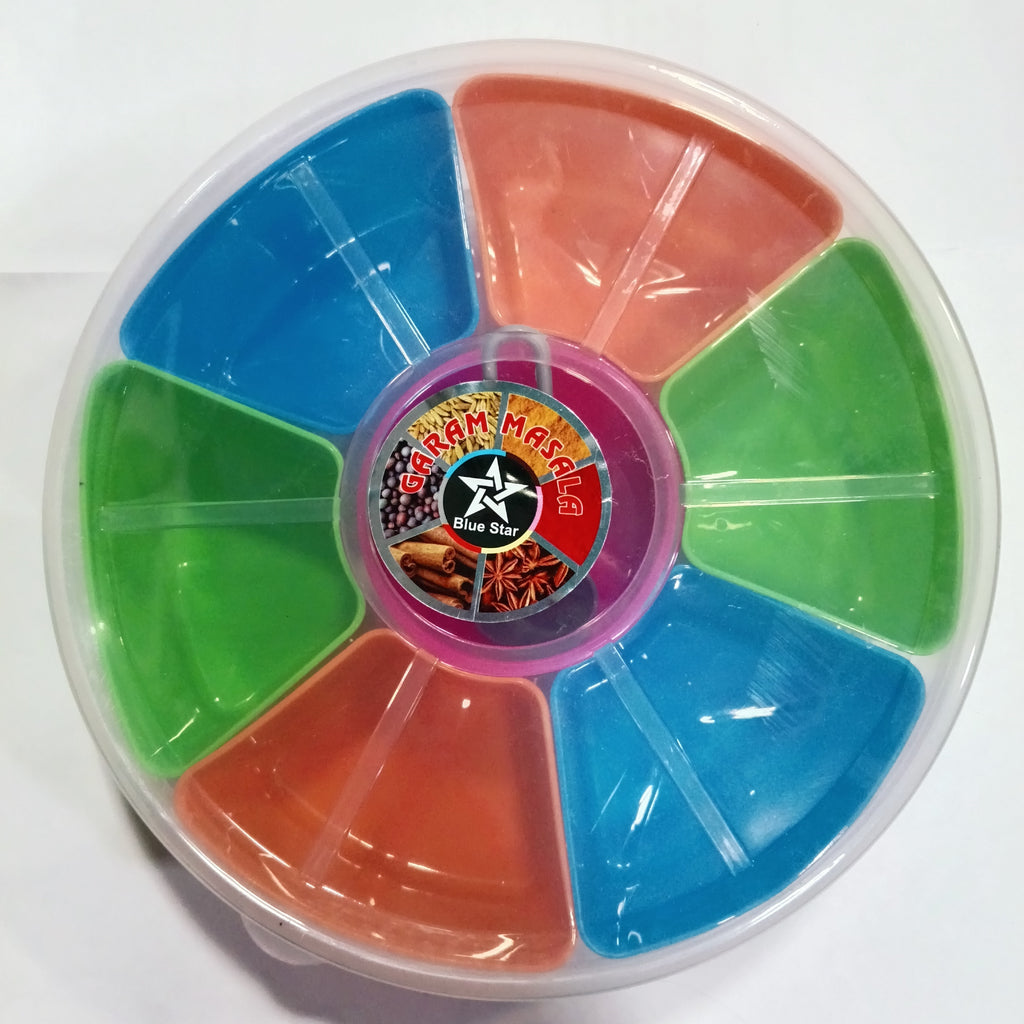 Masala Spice , Plastic Square 7 Sections Multipurpose Masala Rangoli Dabba Set 1 Piece Spice Set(trendy jars & containers)