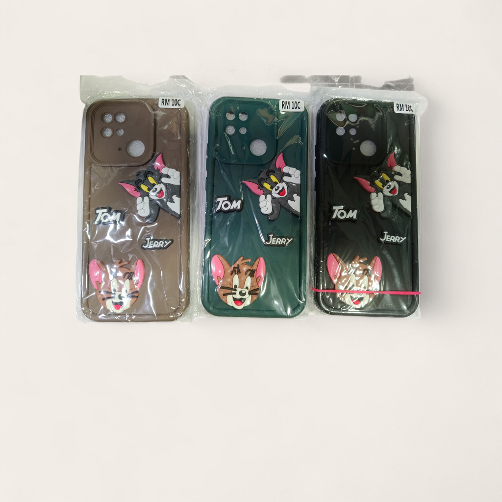 Cute Tom & Jerry 3D Cartoon Back Cover for Redmi 10C YYY MART