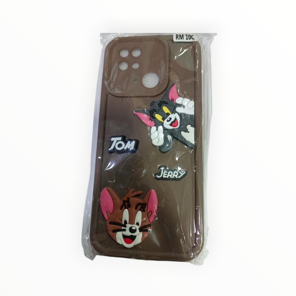 Cute Tom & Jerry 3D Cartoon Back Cover for Redmi 10C YYY MART
