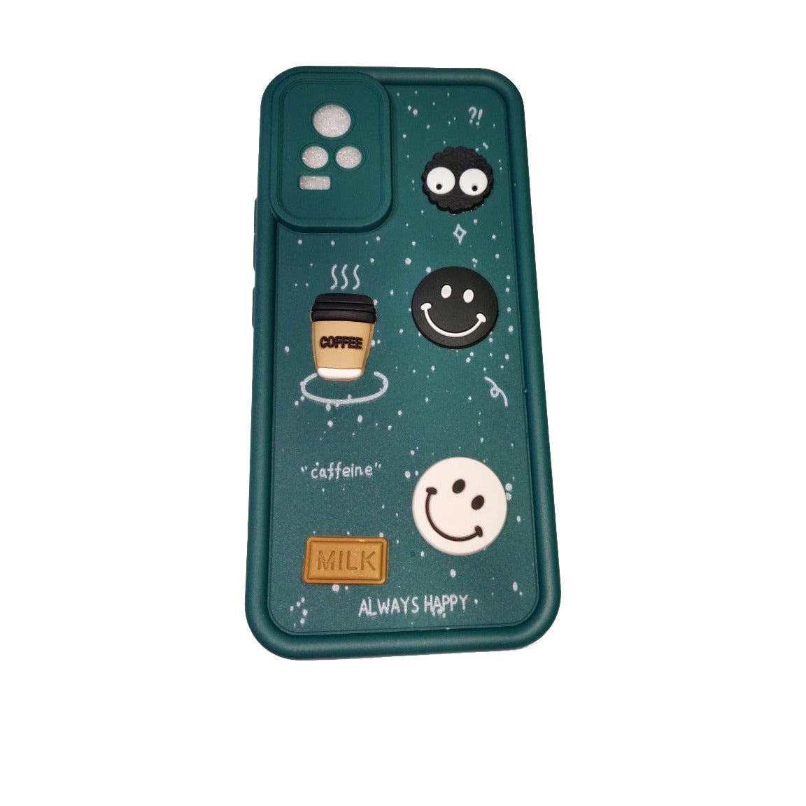 V20 MODAL BACK COVER OR CASE Cute Coffee Smiley Cartoon Soft Back Cover for Smartphone – Pink | Shockproof | Camera Protection