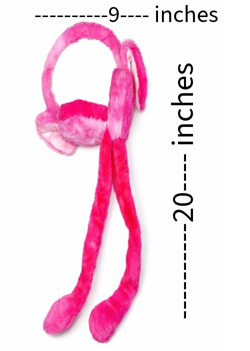 Kids Plush Bunny Ear Muffs Winter Ear Warmer | Soft Fur Cartoon Rabbit Earmuffs with Long Hanging Straps for Girls & Kids | Multicolor Pink