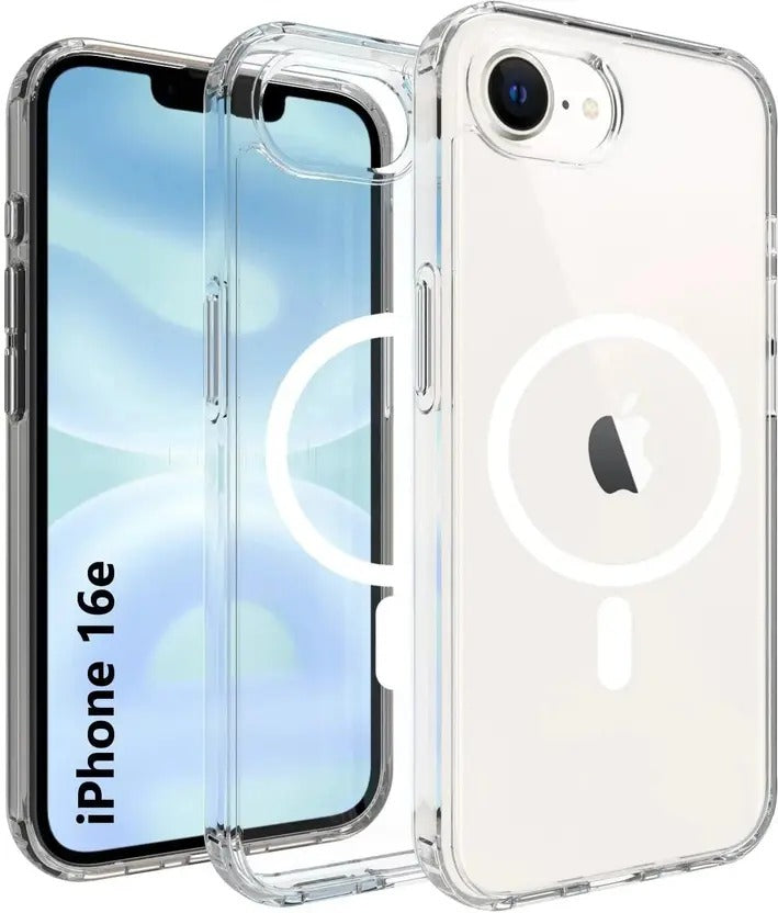 Back Cover for Apple Iphone 16E Magsafe Transparent Mobile Back Cover  (Transparent, Magsafe, Pack of: 1)