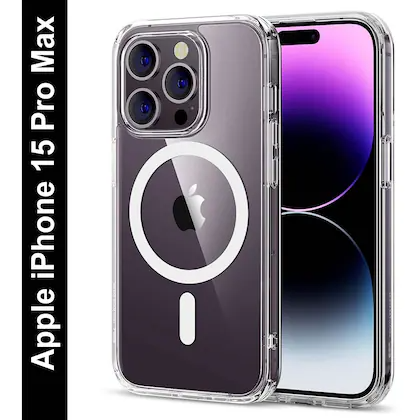 Magnetic Clear Case for Apple Iphone 15 Pro Max | MagSafe Compatible Transparent Shockproof TPU Back Cover | Wireless Charging Support | Scratch & Drop Protection | Transparent