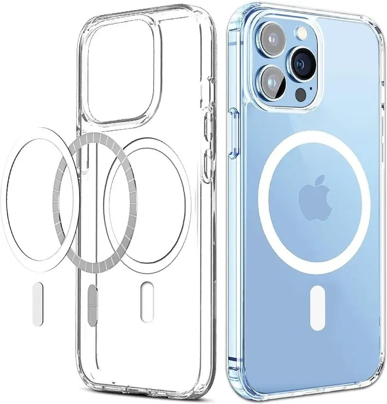 Magnetic Clear Case for Apple Iphone 15 Pro Max | MagSafe Compatible Transparent Shockproof TPU Back Cover | Wireless Charging Support | Scratch & Drop Protection | Transparent