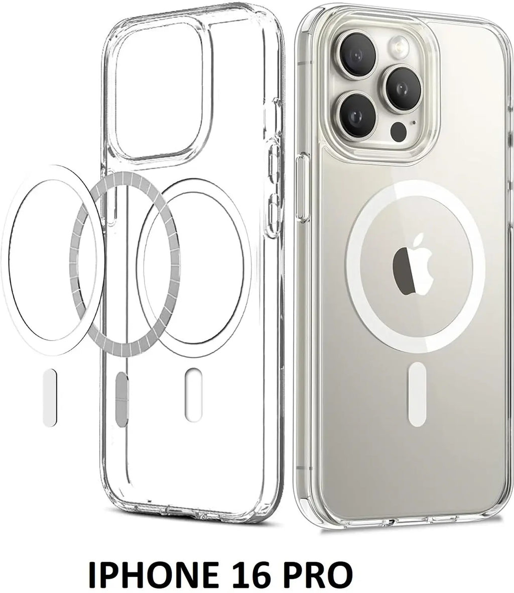 iPhone 16 PRO Compatible Magnetic Charging-Transparent Protective Cover with Enhanced  (Transparent, Magsafe, Pack of: 1)