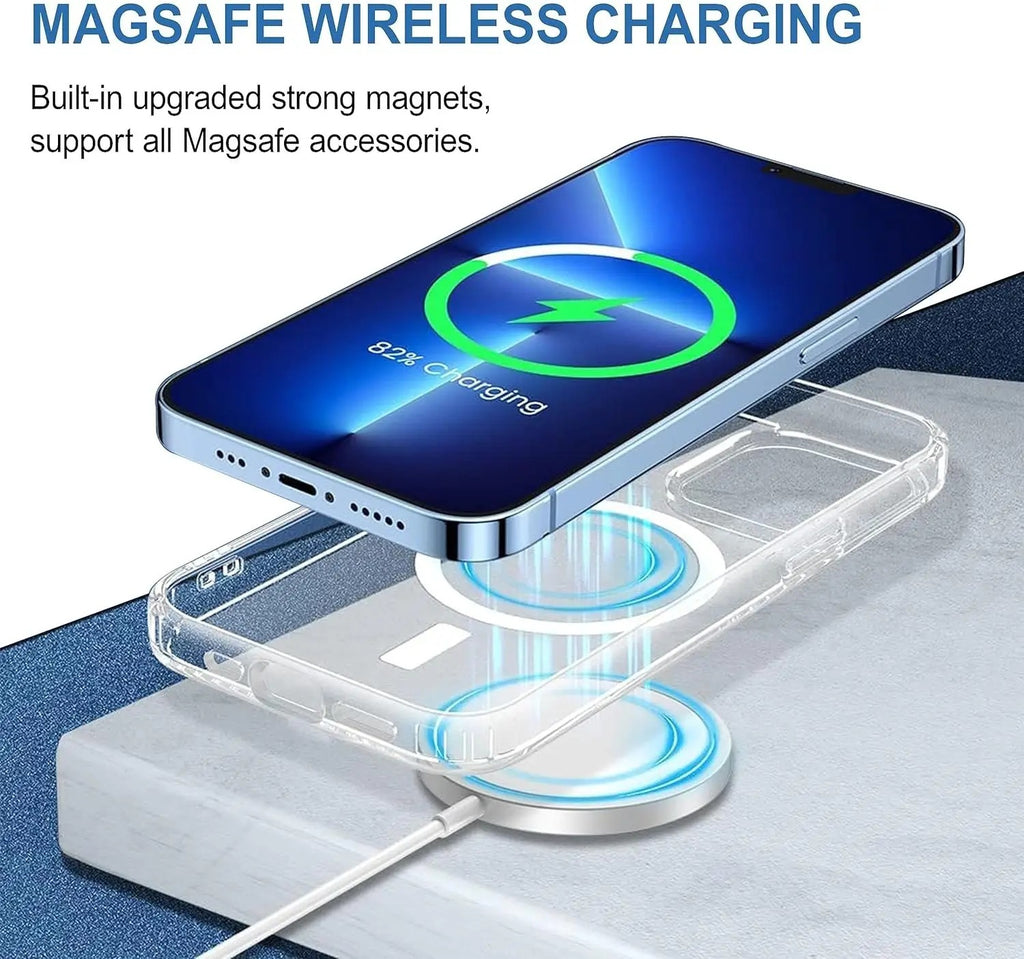 Magnetic Clear Case for Apple Iphone 15 Pro Max | MagSafe Compatible Transparent Shockproof TPU Back Cover | Wireless Charging Support | Scratch & Drop Protection | Transparent