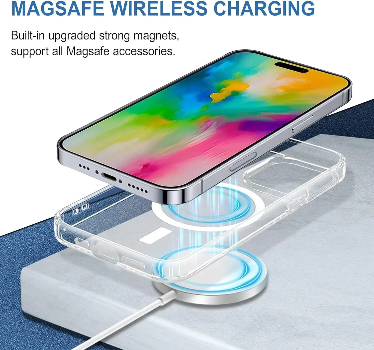 iPhone 16 PRO Compatible Magnetic Charging-Transparent Protective Cover with Enhanced  (Transparent, Magsafe, Pack of: 1)