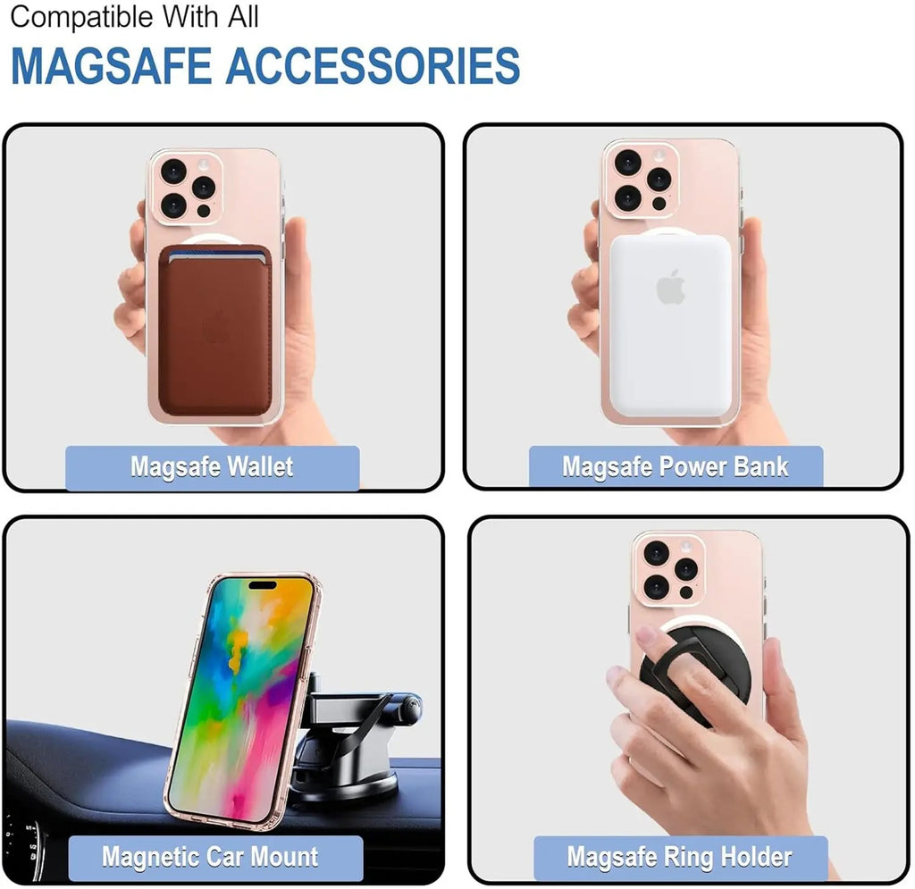 iPhone 16 PRO Compatible Magnetic Charging-Transparent Protective Cover with Enhanced  (Transparent, Magsafe, Pack of: 1)