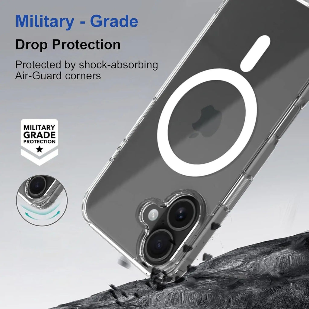 iPhone 16 Plus Magnetic Transparent Case | Shock Proof Design & Camera Protection | Magsafe Wireless Charging case for iPhone 16 Plus | Sleek Hard Crystal Cover - Clear Back