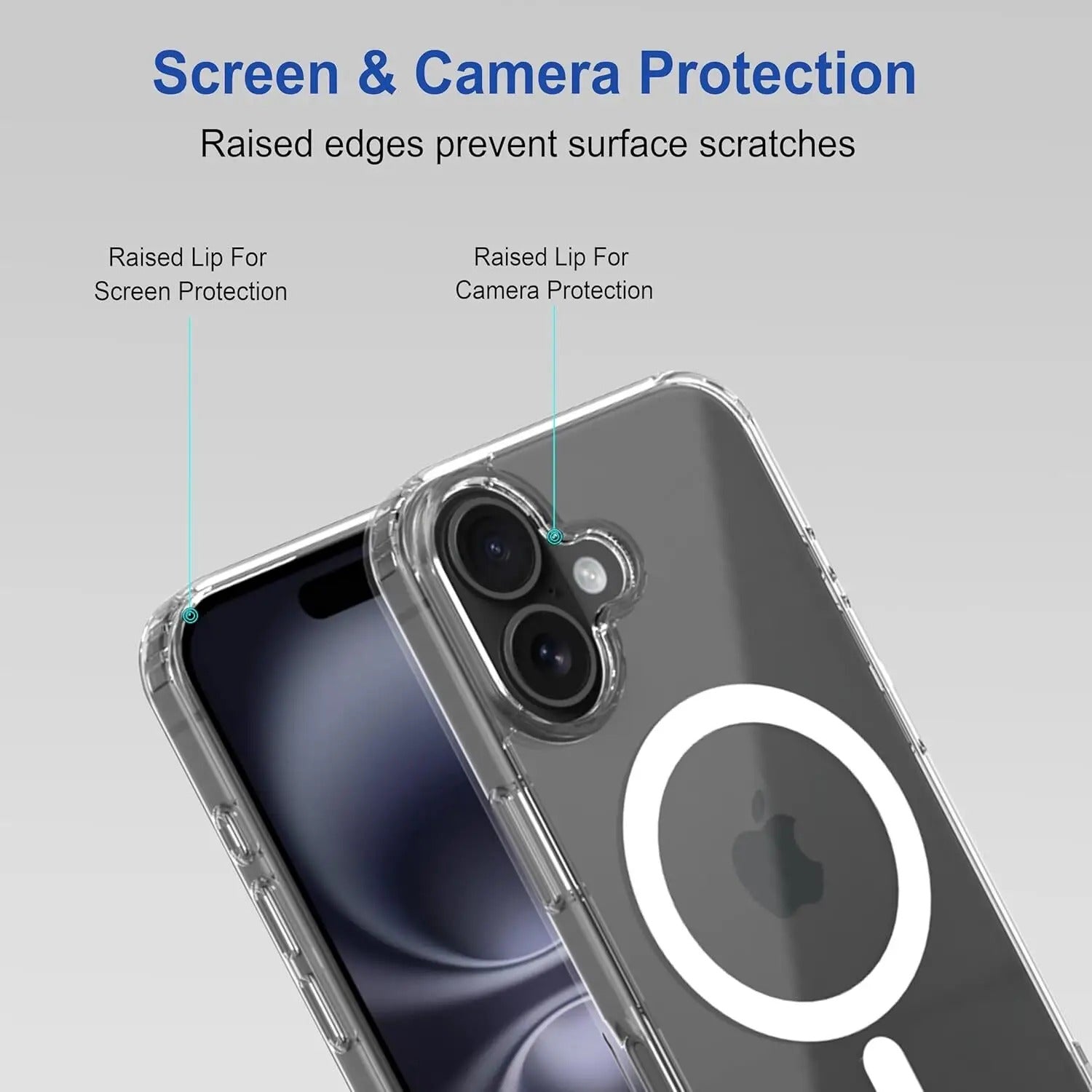 iPhone 16 Plus Magnetic Transparent Case | Shock Proof Design & Camera Protection | Magsafe Wireless Charging case for iPhone 16 Plus | Sleek Hard Crystal Cover - Clear Back