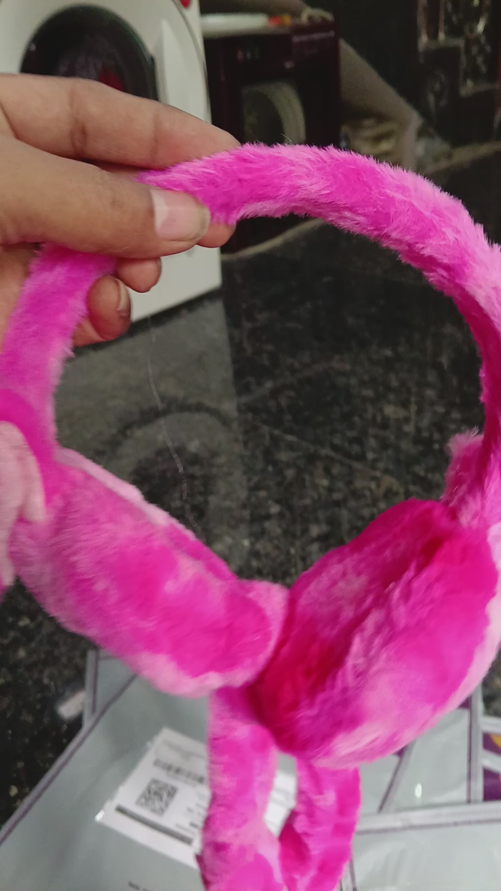 Kids Plush Bunny Ear Muffs Winter Ear Warmer | Soft Fur Cartoon Rabbit Earmuffs with Long Hanging Straps for Girls & Kids | Multicolor Pink